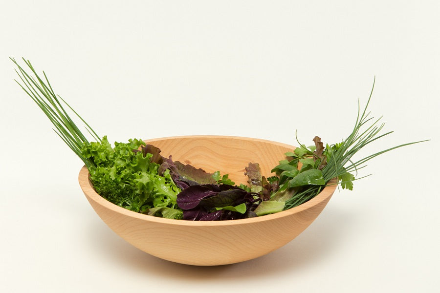 Wooden Salad Chopping Bowl with Mezzaluna, 12