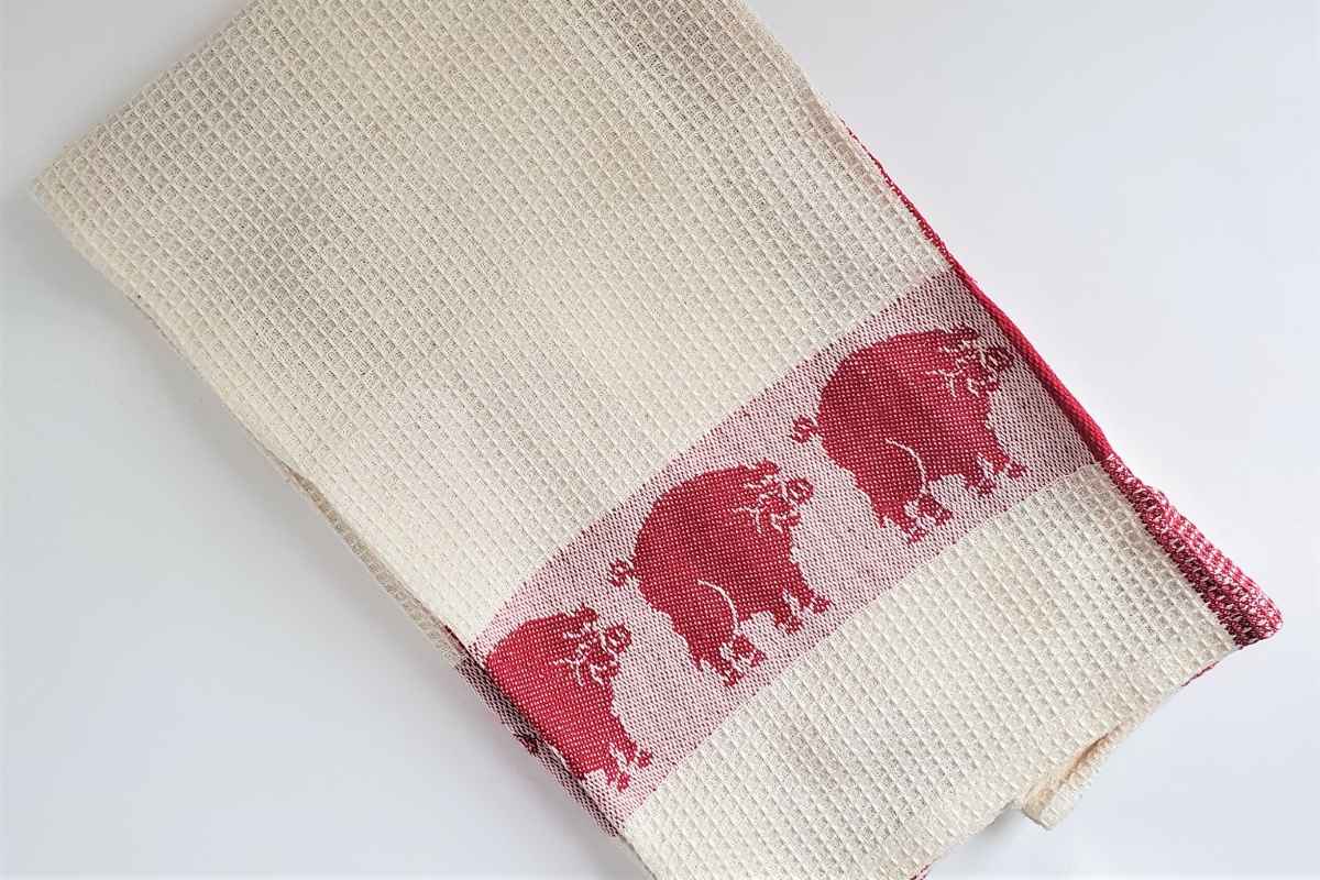 Pig Trio Country Farmhouse Kitchen Dish Towel, Pink Pigs Embroidery Design,  Made in the USA