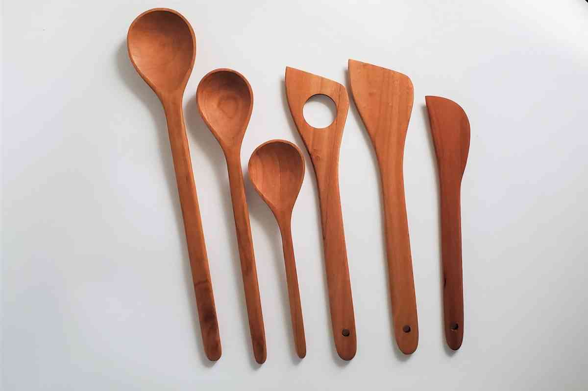 Seven Piece Hand Crafted Cherry Wood Cooking Utensil Set by Four Leaf Wood  Shop