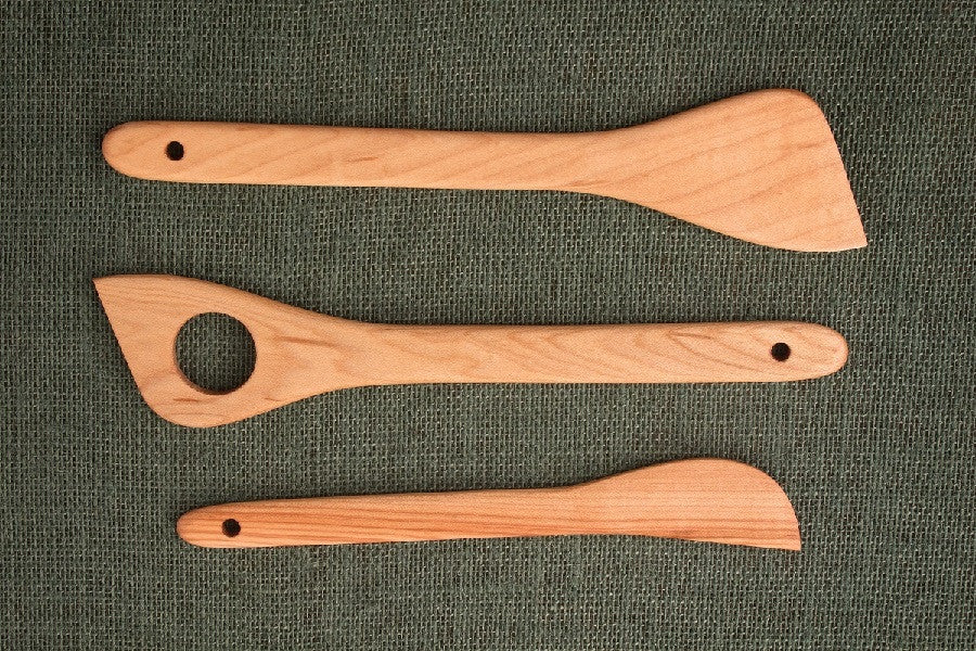 Left-Handed Wood Spatula and Cook Spoons 3-PC Set
