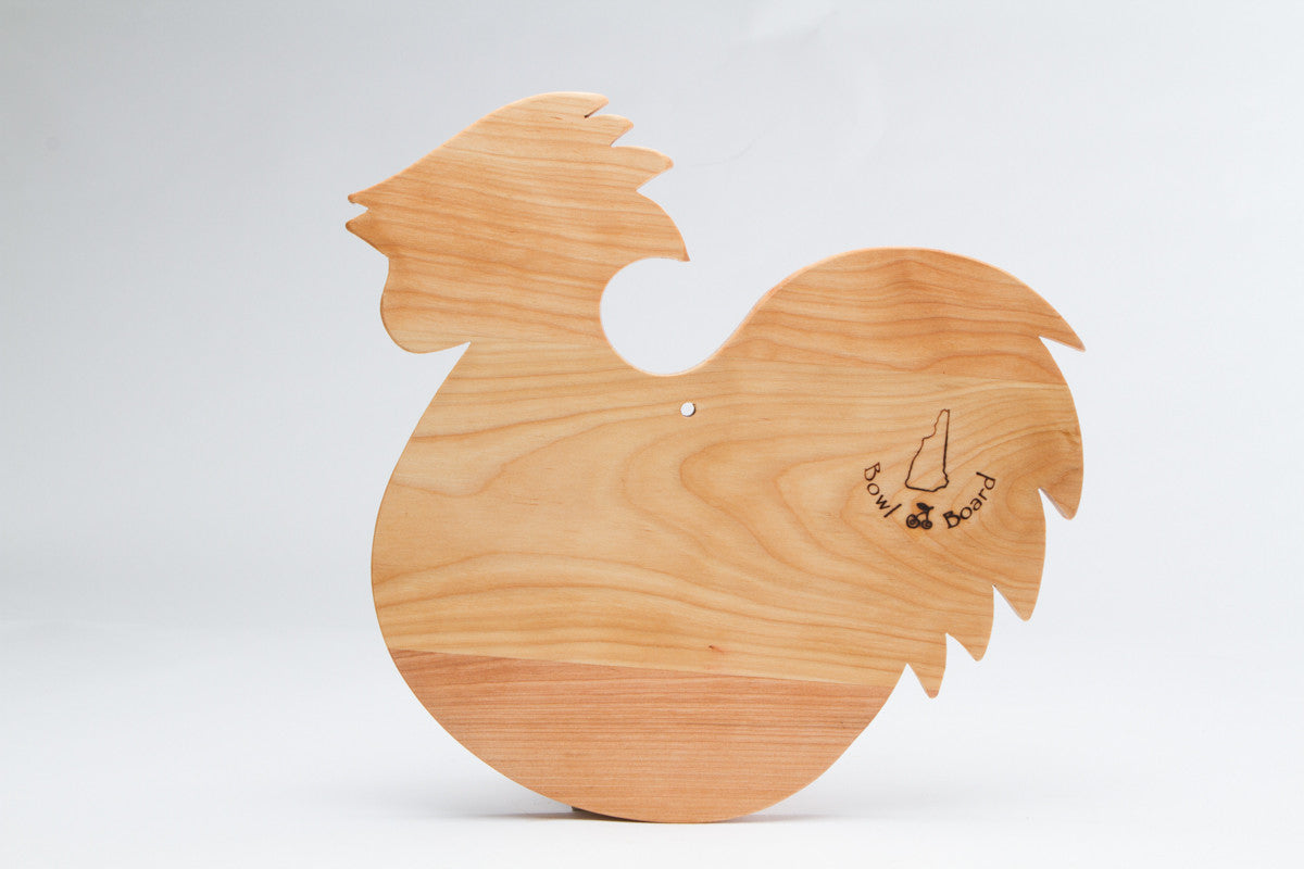 Wood Cutting Board Rooster Shaped, NH Bowl and Board